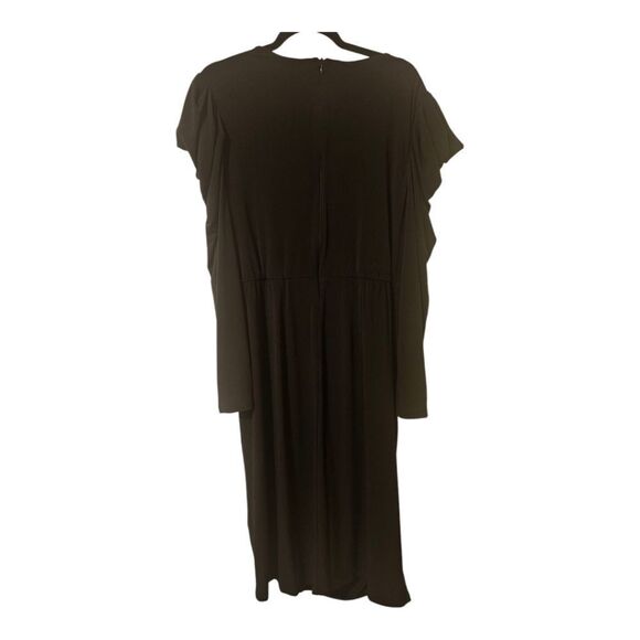 LANE BRYANT Black V-Neck Ruched Surplice Dress - Size 16 - Picture 2 of 10